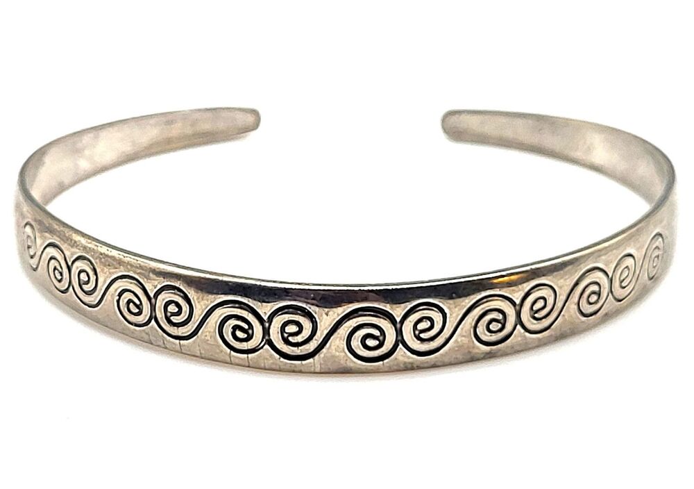 Silver Celtic Bangle Bracelet 7.6in Fashion Viking Nordic Norse